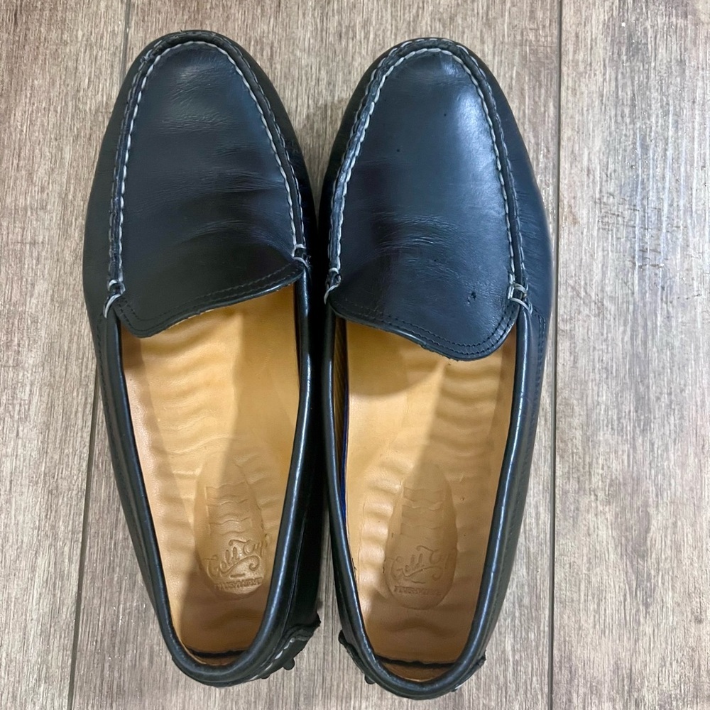 Sperry Black Leather Slip-On Loafers‎ Contrast Stitching 9.5